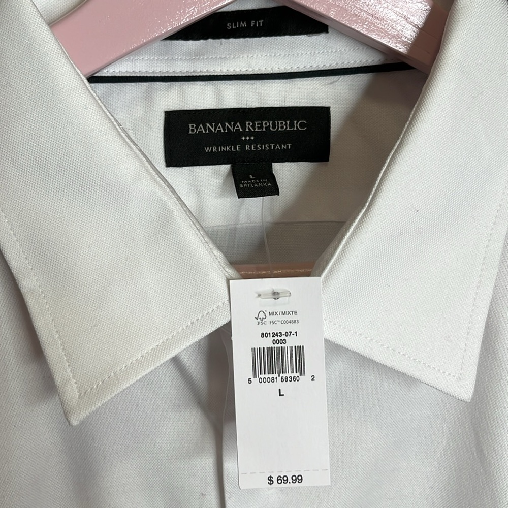 NWT Banana Republic Men's White Dress Shirt 0170 - Picture 2 of 8